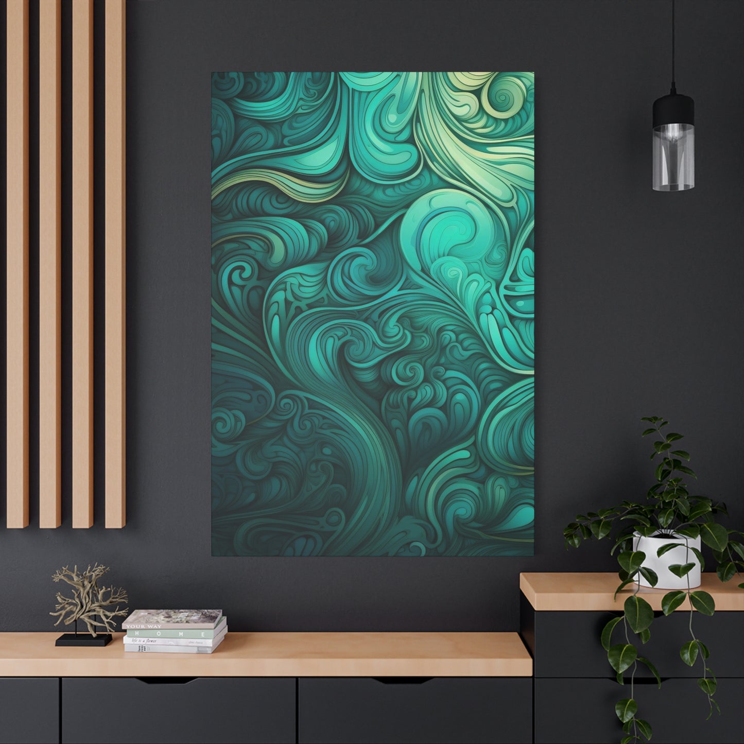 Artistic Stretched Canvas Wall Art, Modern Home Décor, Abstract Swirl Design, Living Room Decoration, Unique Gift for Art Lovers