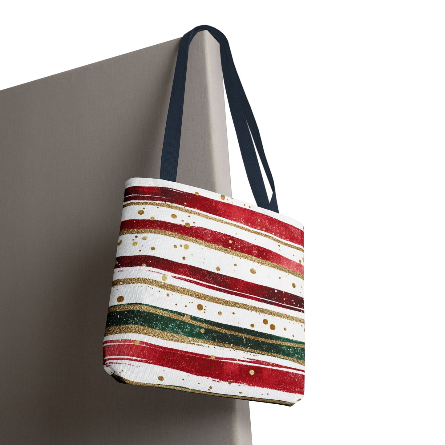 Festive Striped Tote Bag | Holiday Shopper, Gift Bag, Eco-Friendly Bag, Christmas Decor, Everyday Use