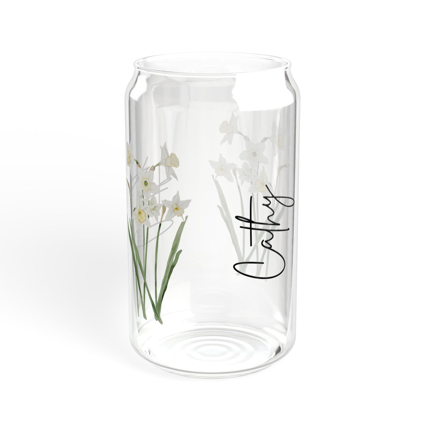 Floral Sipper Glass with Bamboo Lid, 16oz Eco-Friendly Drinkware, Perfect for Home Decor, Gifts for Garden Lovers, Floral Design