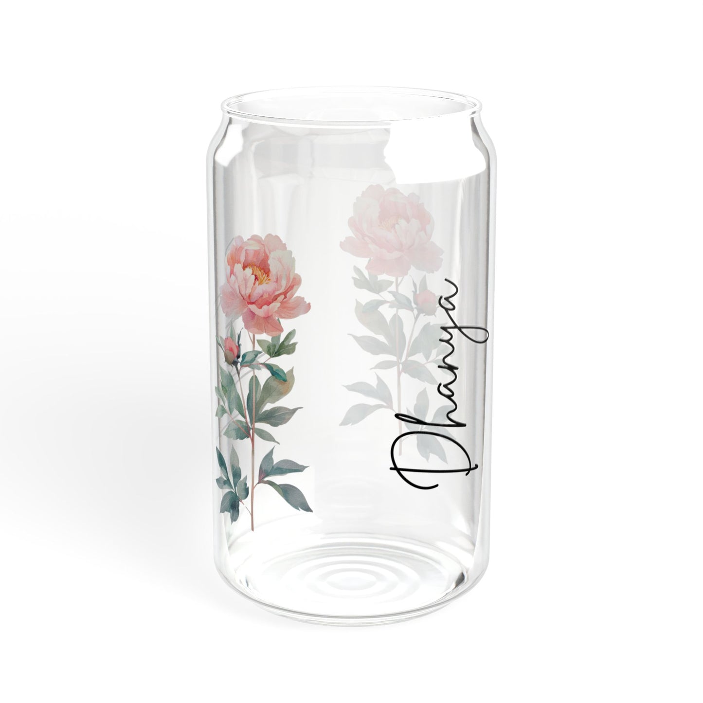 Floral Sipper Glass, Personalized Drinkware, 16oz Mason Jar, Elegant Floral Design, Eco-Friendly Straw, Perfect for Gift or Home