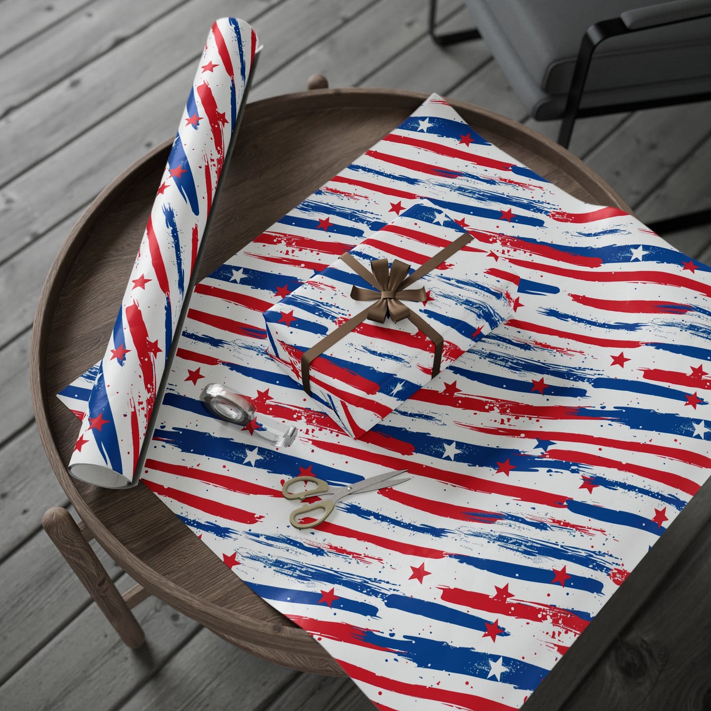Patriotic Wrapping Paper - Celebratory Gift Wrap for Independence Day, Memorial Day, Veterans Day, Party Supplies, USA Decor