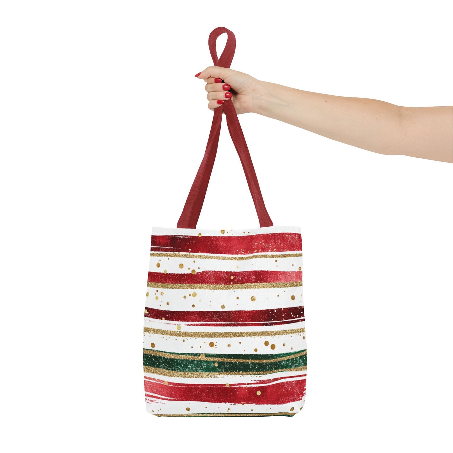 Festive Striped Tote Bag | Holiday Shopper, Gift Bag, Eco-Friendly Bag, Christmas Decor, Everyday Use
