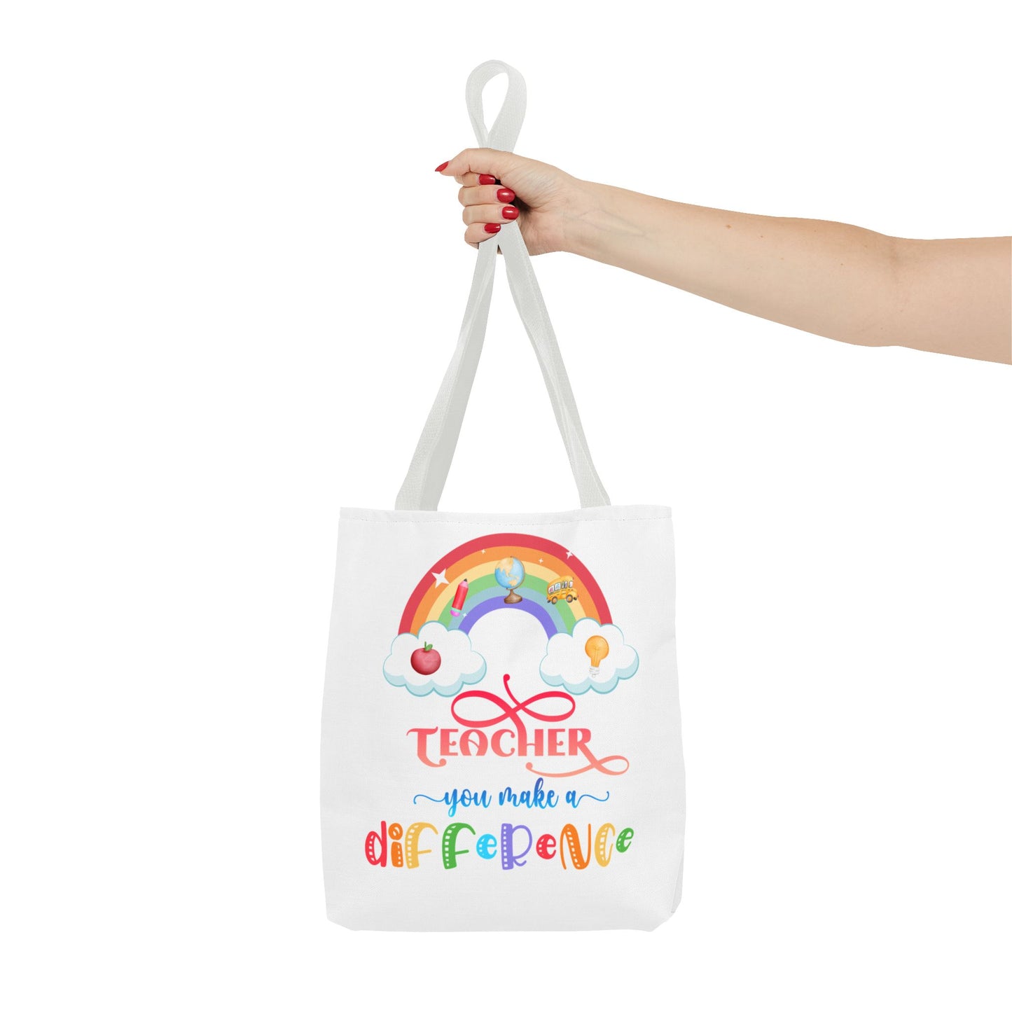 Teacher Appreciation Tote Bag, Inspirational Gift for Educators, Rainbow Design, School Bag, End of Year Present, Birthday Gift