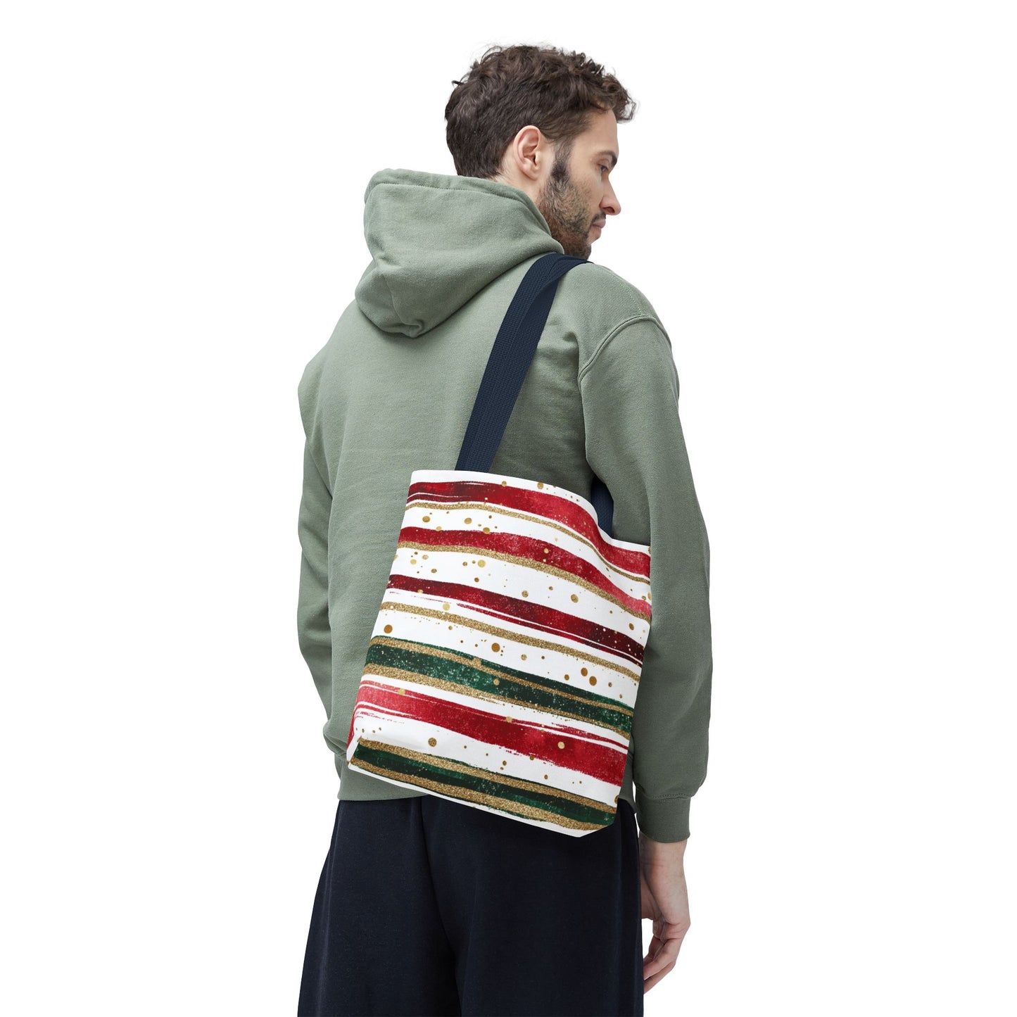 Festive Striped Tote Bag | Holiday Shopper, Gift Bag, Eco-Friendly Bag, Christmas Decor, Everyday Use