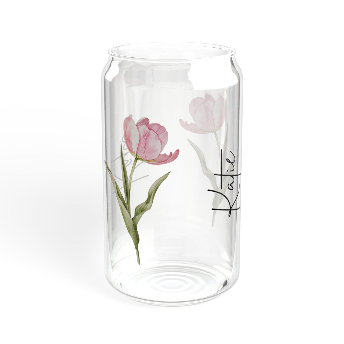 Personalized Floral Sipper Glass, Custom Drinkware, Eco-Friendly Water Bottle, Spring Decor, Gift for Her, Engagement Gift