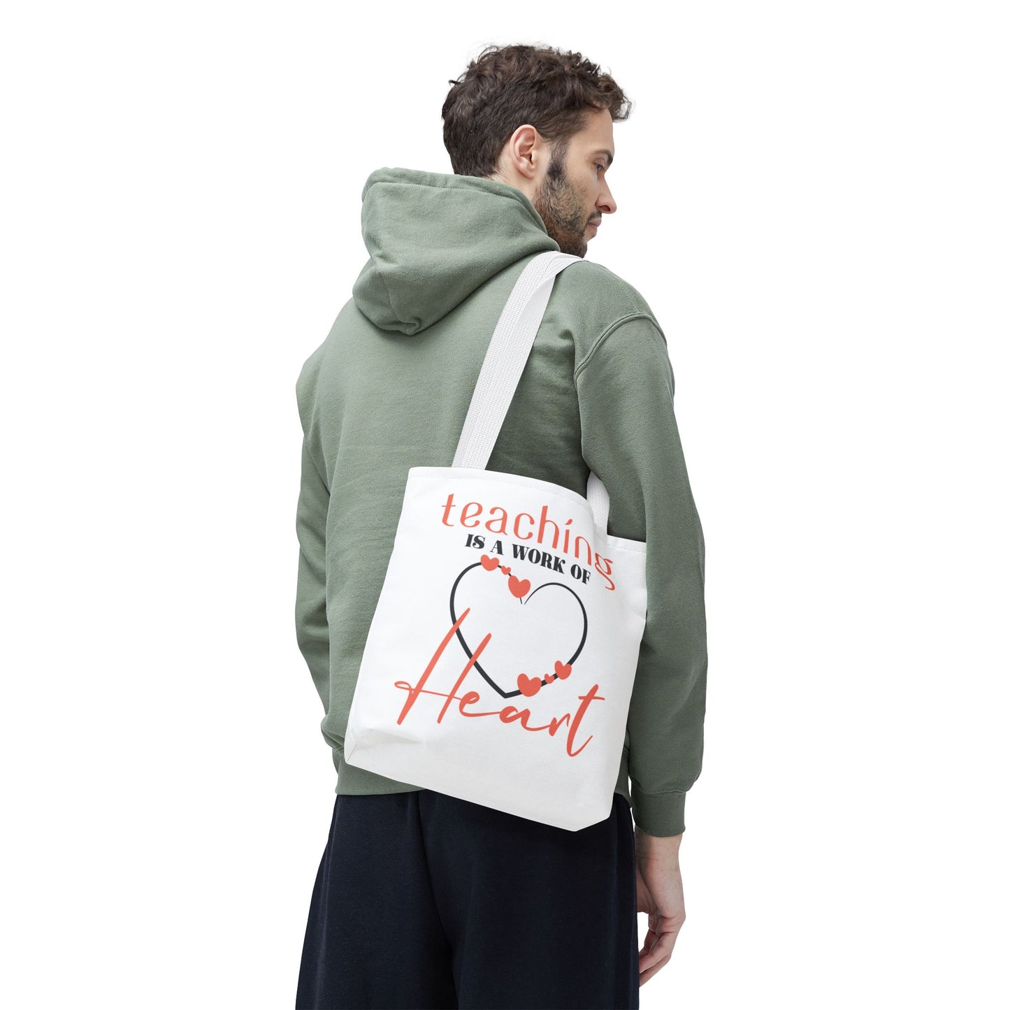 Teaching Tote Bag – A Work of Heart, Perfect for Teachers, Back to School, Classroom Essentials, Gift for Educators, Eco-Friendly Tote