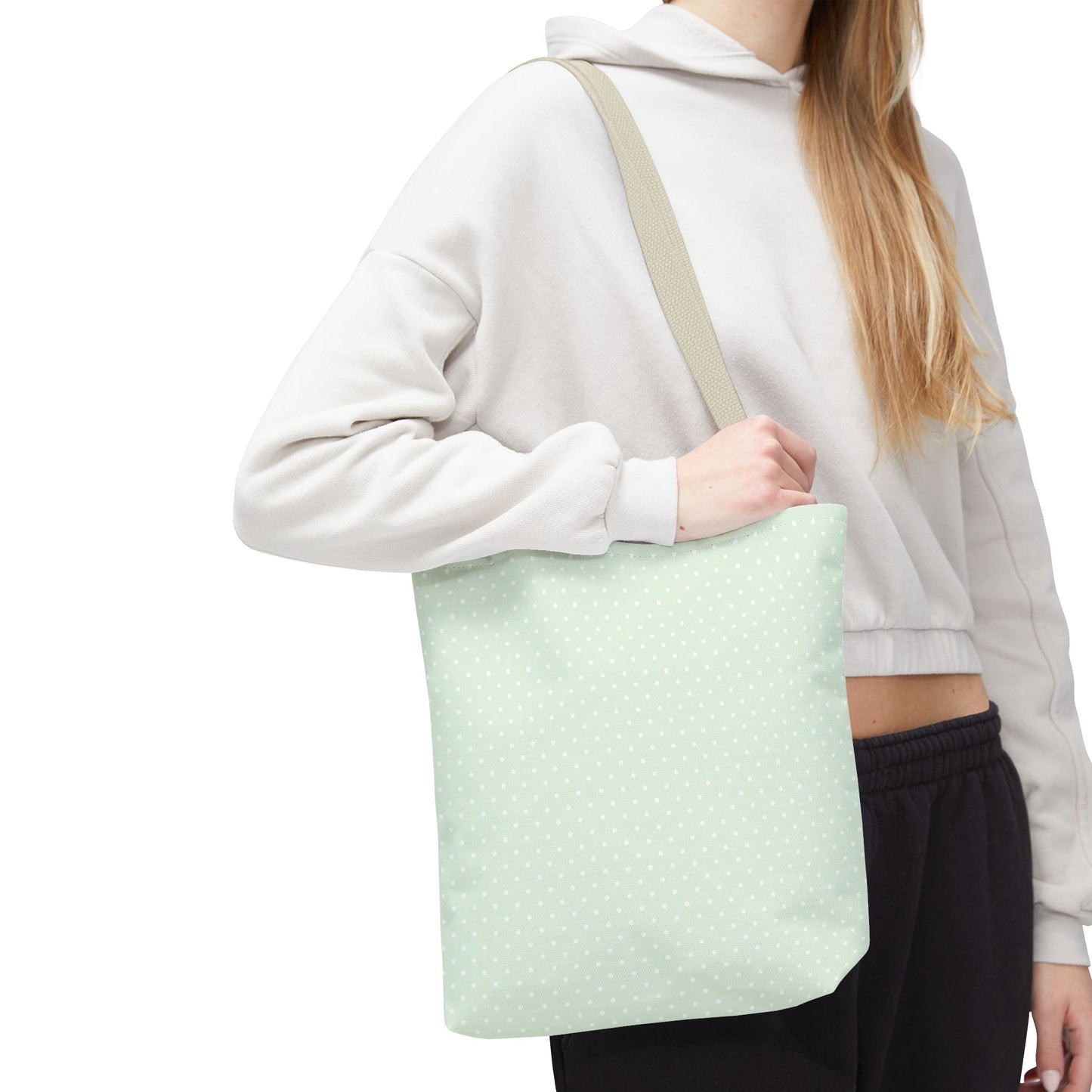 Mint Polka Dot Tote Bag | Stylish Eco-Friendly Day Bag, Beach Tote, Shopping Bag, Gift for Her, Everyday Purse