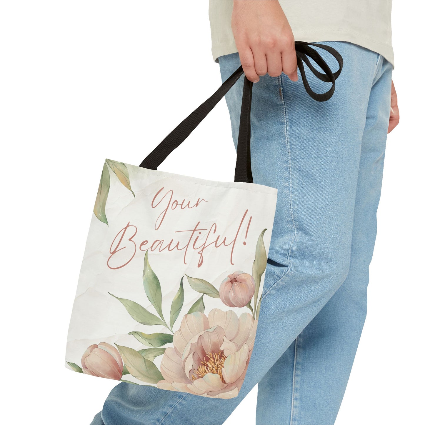Your Beautiful Floral Tote Bag, Inspirational Tote, Eco-Friendly Tote, Gift for Mom, Fashionable Grocery Bag