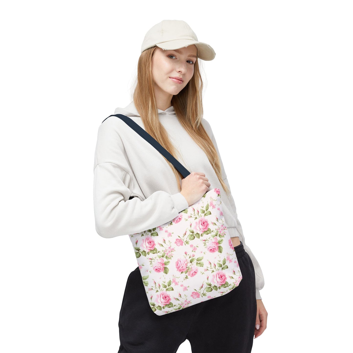 Floral Tote Bag, Rose Pattern Shoulder Bag, Stylish Eco-Friendly Shopper, Gift for Her, Spring Summer Accessory