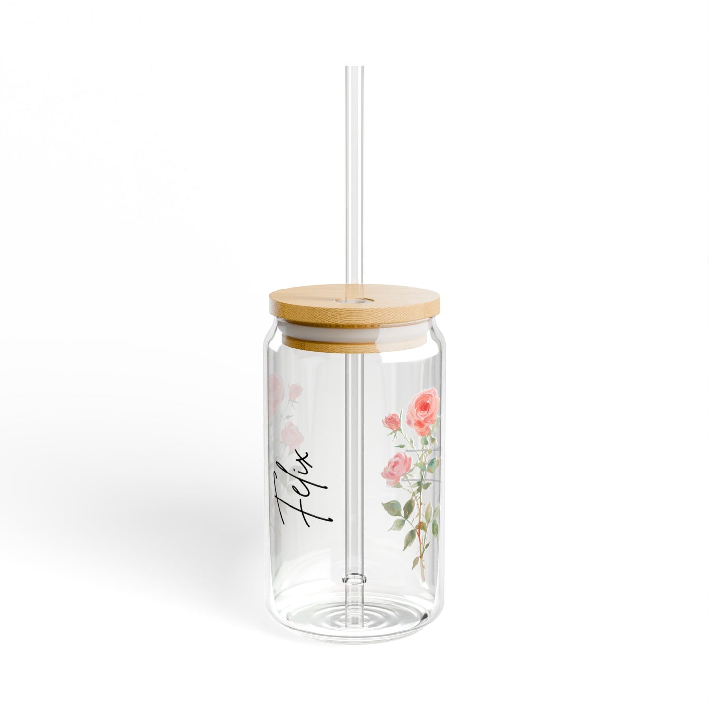 Floral Sipper Glass, 16oz - Perfect for Tea Lovers, Eco-Friendly Drinkware, Summer Picnics, Wedding Gifts, Garden Parties