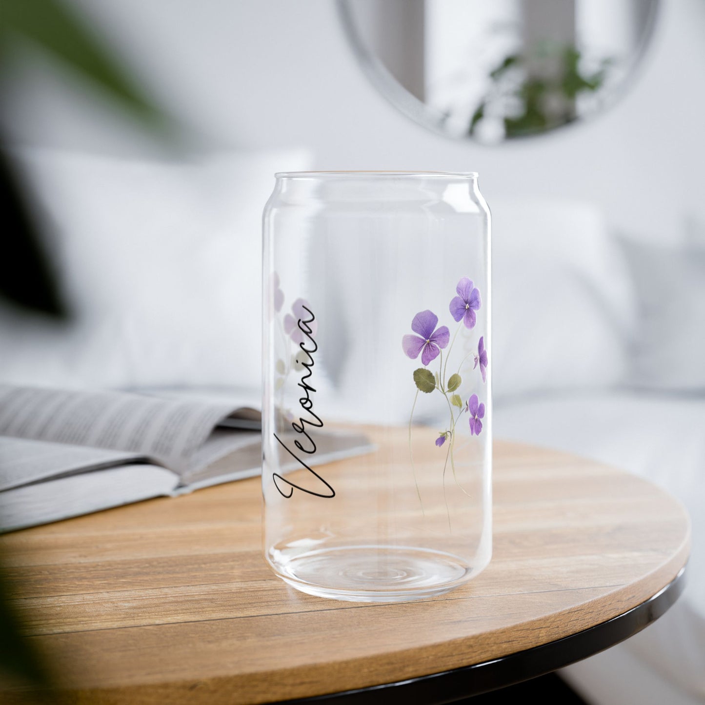 Floral Sipper Glass, Personalized Drinkware, Eco-Friendly Straw Tumbler, Perfect for Gifts, Birthday Parties, Summer Picnics, Home Decor