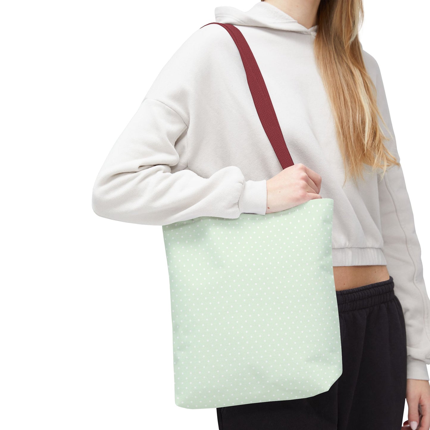 Mint Polka Dot Tote Bag | Stylish Eco-Friendly Day Bag, Beach Tote, Shopping Bag, Gift for Her, Everyday Purse