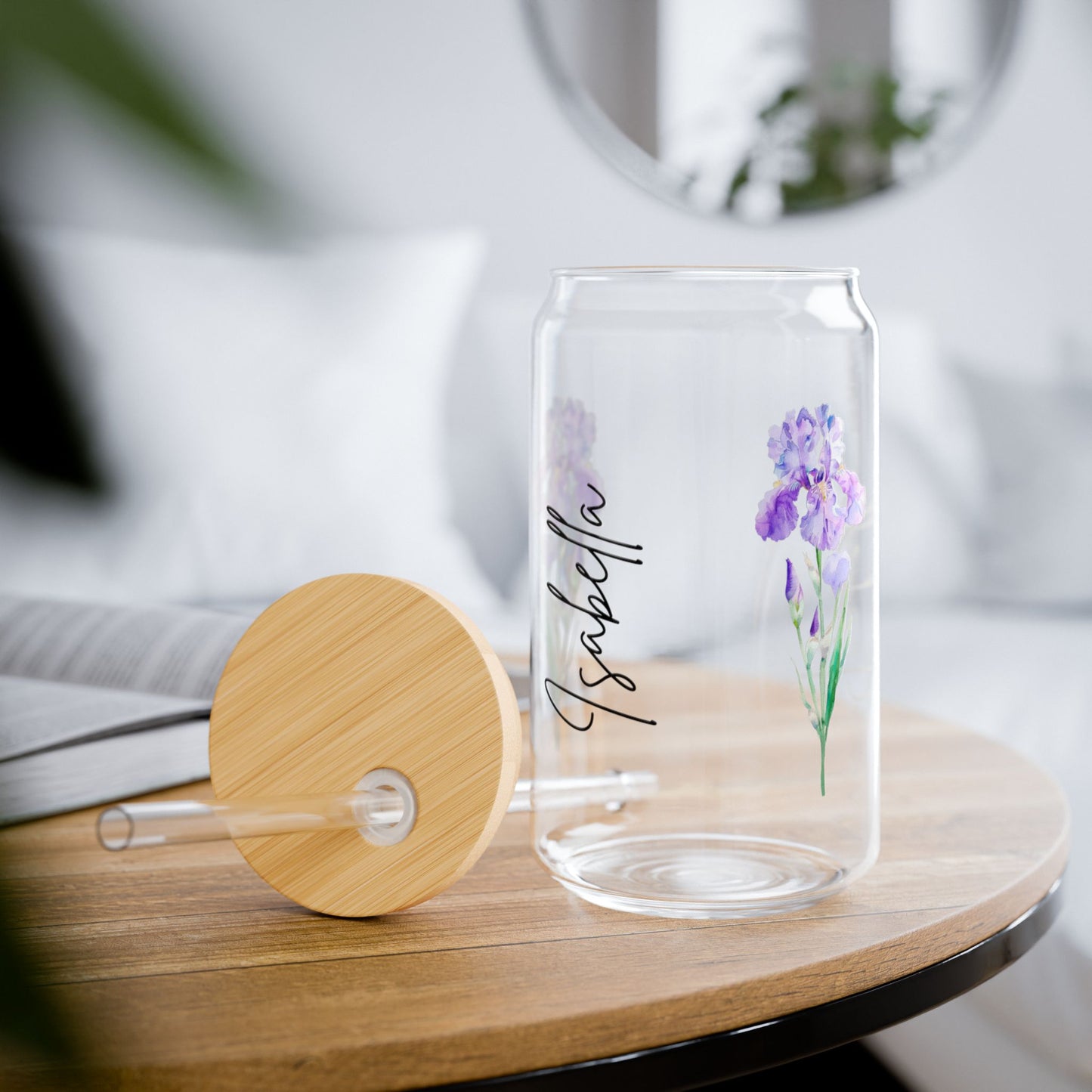 Floral Sipper Glass, Personalized Drinkware, Reusable Straw, Eco-Friendly Mug, Gift for Her, Home Decor, Summer Hydration