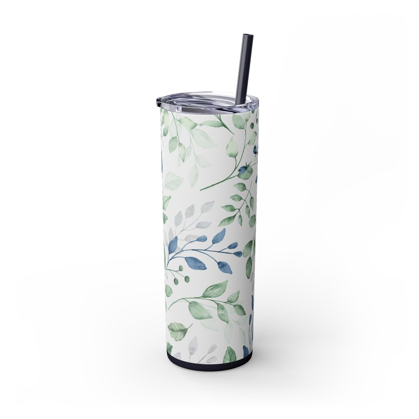 Floral Skinny Tumbler, 20oz Stainless Steel Travel Mug, Eco-Friendly Drinkware, Gift for Her, Summer Hydration, Botanical Design