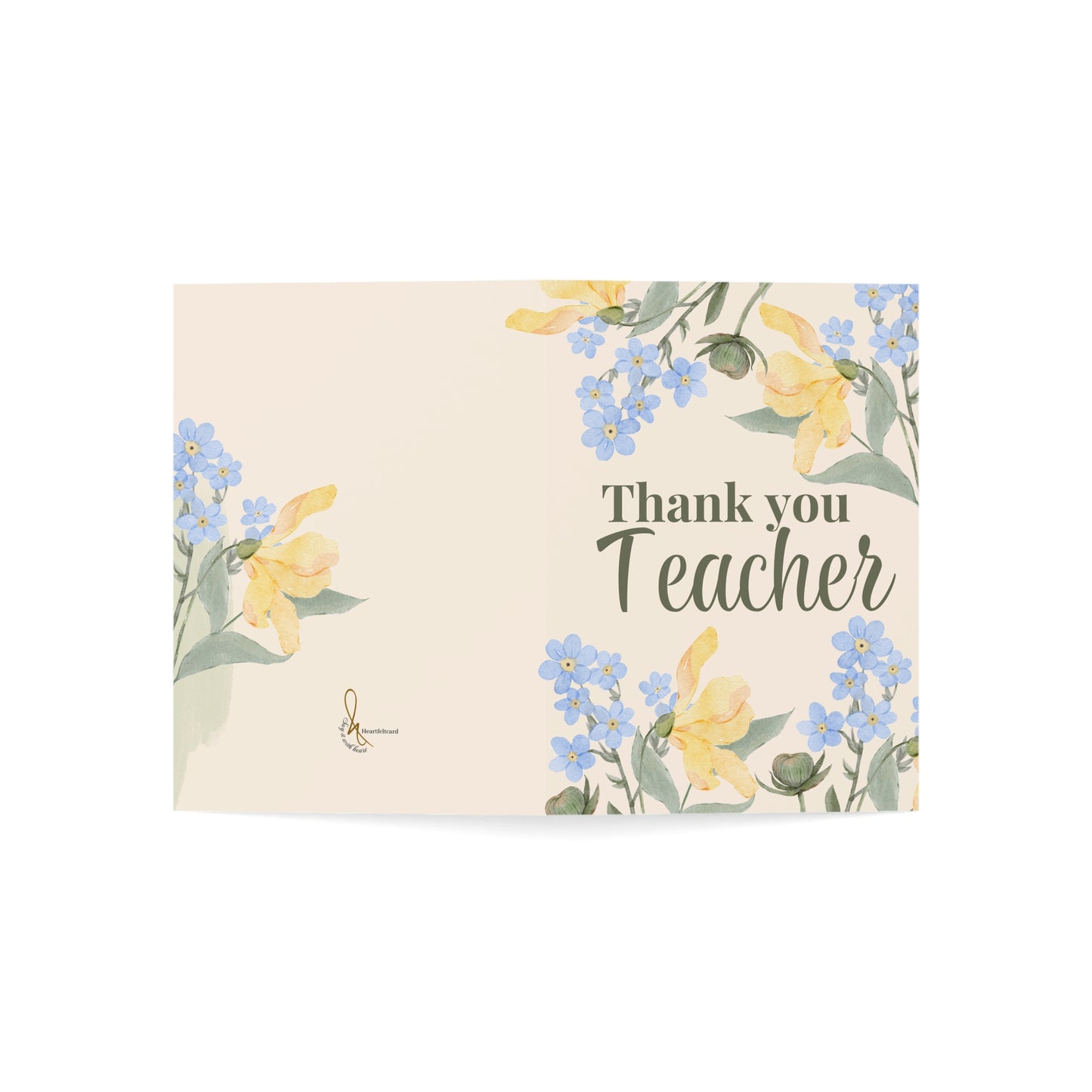 Thank You Teacher Greeting Cards - Floral Design, Bulk Cards for Appreciation, Summer Thank You Notes, Teacher Gifts, School Year End