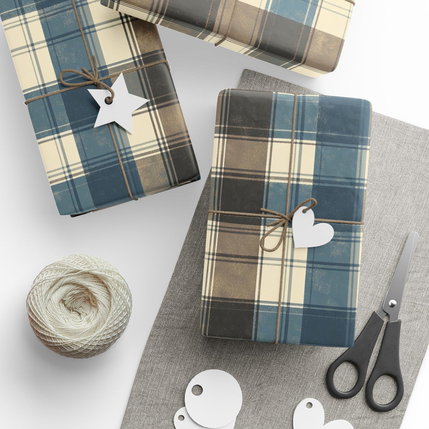 Plaid Wrapping Paper Roll, Rustic Gift Wrap for Holidays, Birthday, and Special Occasions