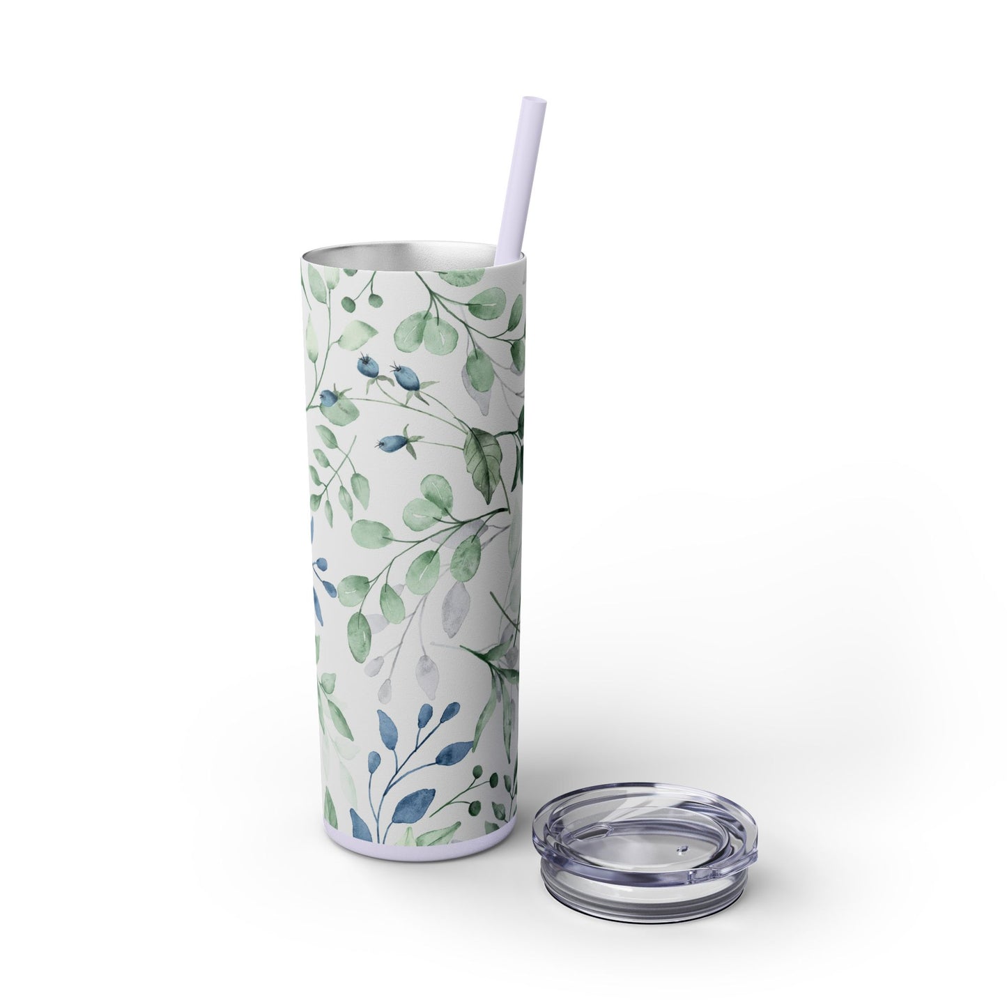 Floral Skinny Tumbler, 20oz Stainless Steel Travel Mug, Eco-Friendly Drinkware, Gift for Her, Summer Hydration, Botanical Design