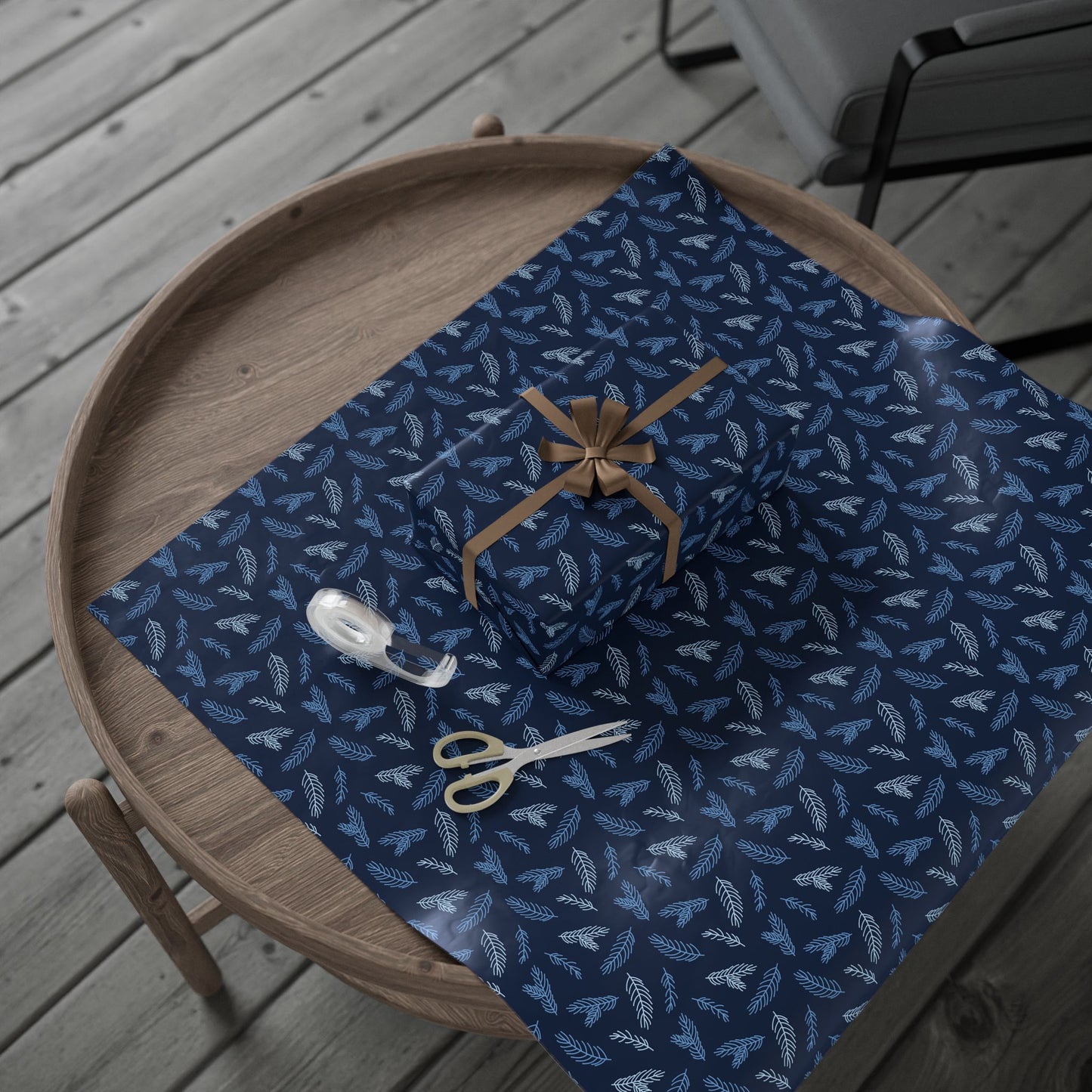 Elegant Floral Wrapping Paper, Gift Wrap for Birthdays, Holidays, Special Occasions, Eco-Friendly, Blue and White Design