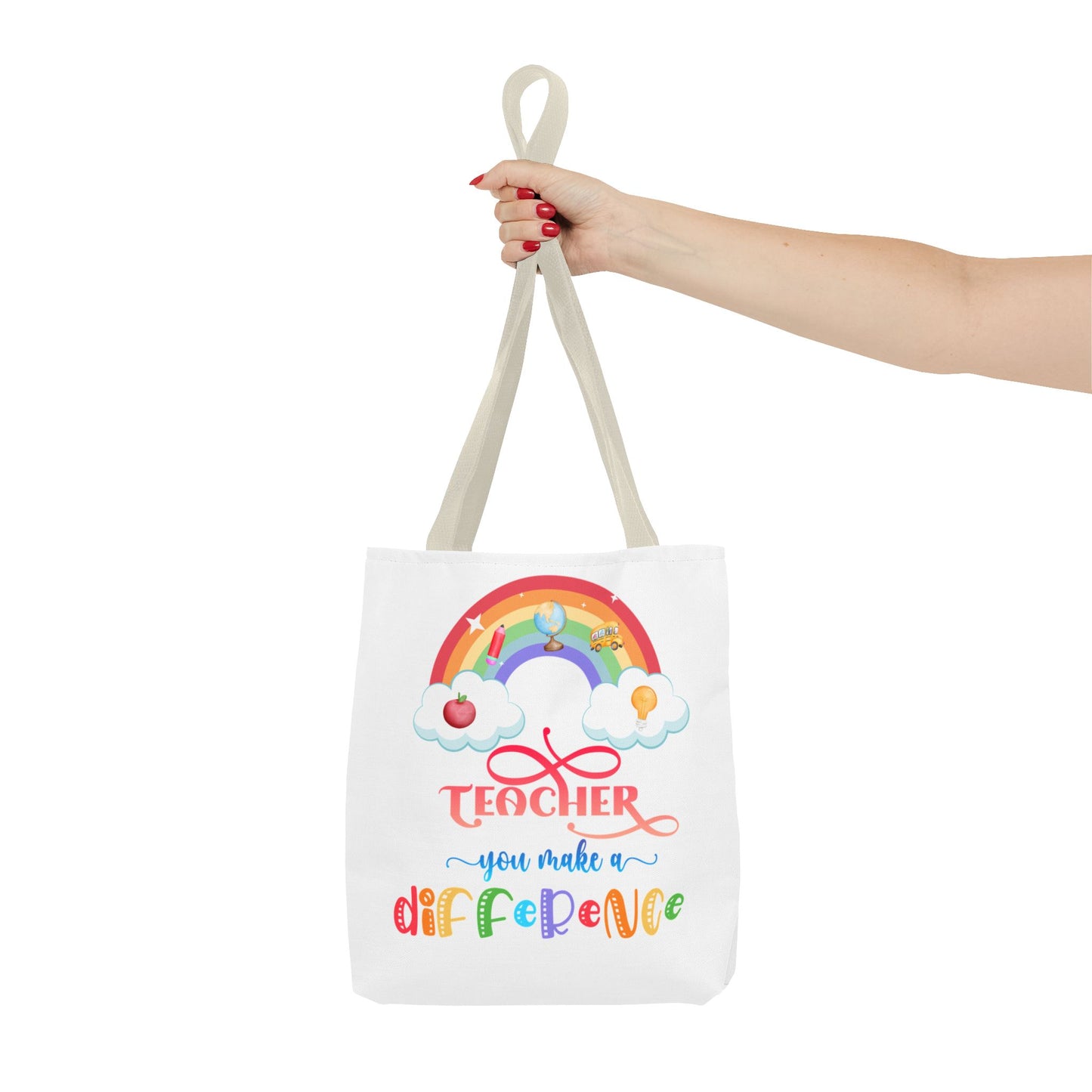 Teacher Appreciation Tote Bag, Inspirational Gift for Educators, Rainbow Design, School Bag, End of Year Present, Birthday Gift