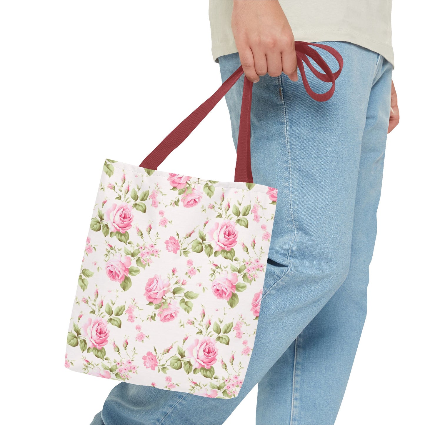 Floral Tote Bag, Rose Pattern Shoulder Bag, Stylish Eco-Friendly Shopper, Gift for Her, Spring Summer Accessory