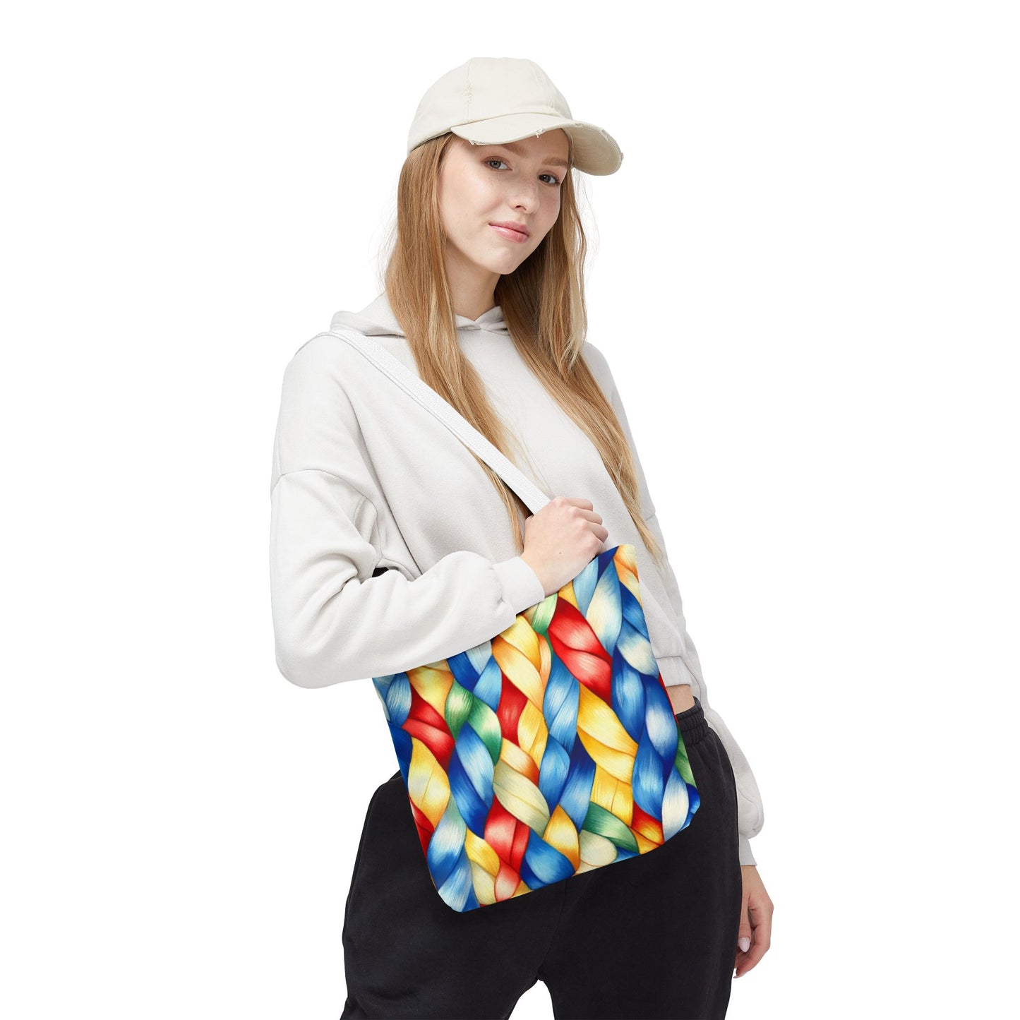 Colorful Woven Tote Bag - Vibrant Art Print, Eco-Friendly Carry-All, Shopping Bag, Beach Bag, Gift for Friends