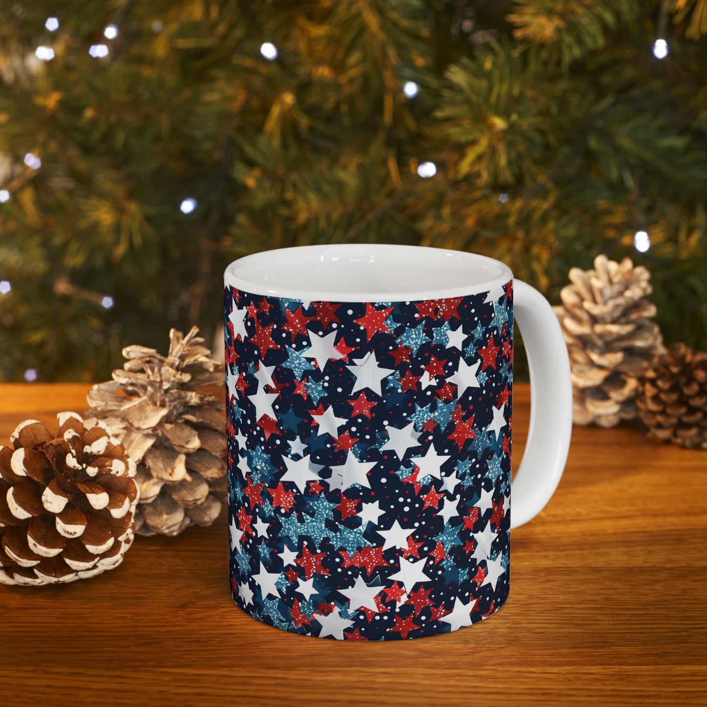 Patriotic Star Ceramic Mug, Coffee Cup, Tea Mug, Gifts for Her, Independence Day, American Flag Inspired
