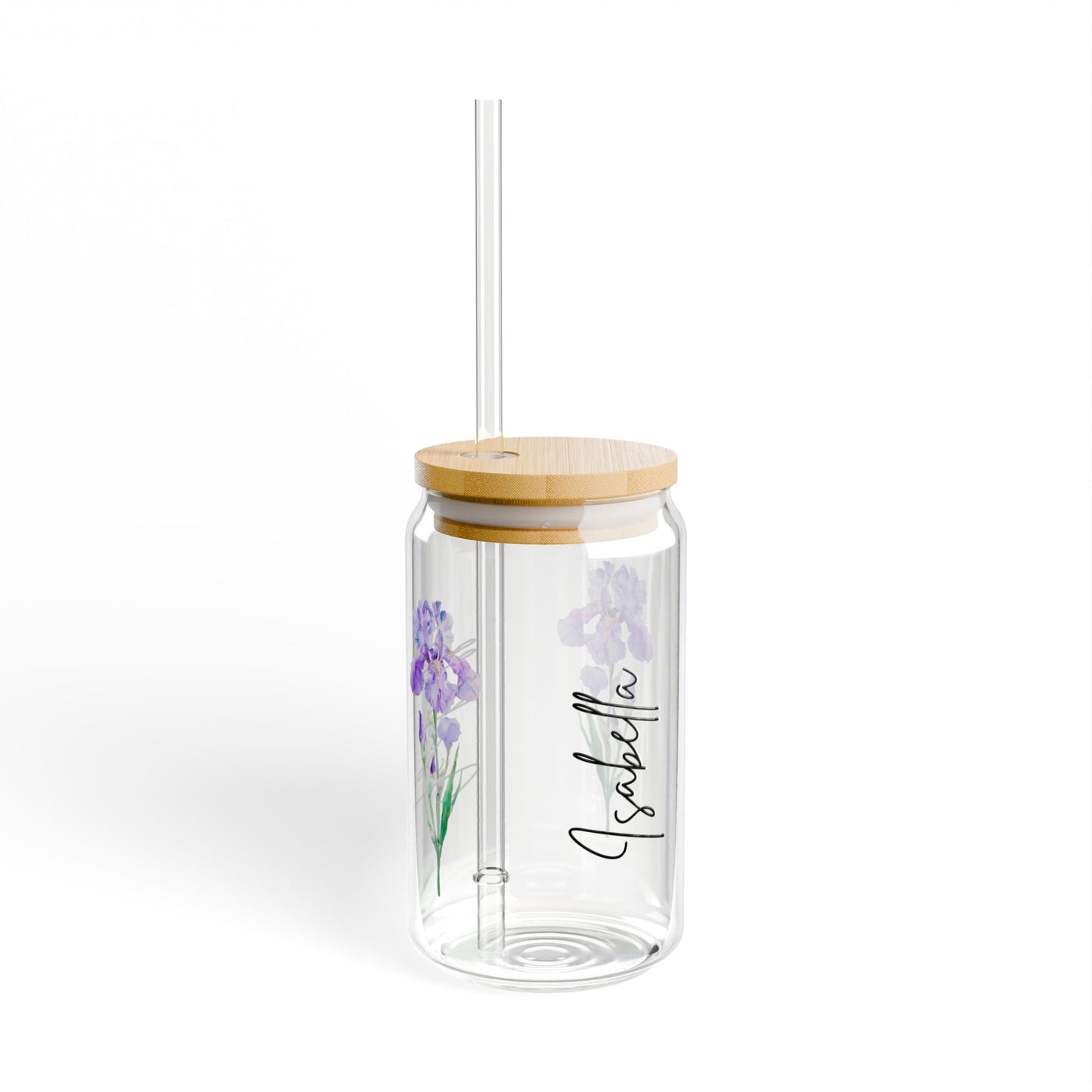 Floral Sipper Glass, Personalized Drinkware, Reusable Straw, Eco-Friendly Mug, Gift for Her, Home Decor, Summer Hydration