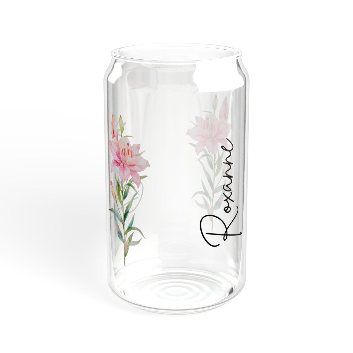 Personalized Floral Sipper Glass - 16oz, Custom Drinkware, Eco-Friendly Straw, Perfect Gift for Her, Floral Decor