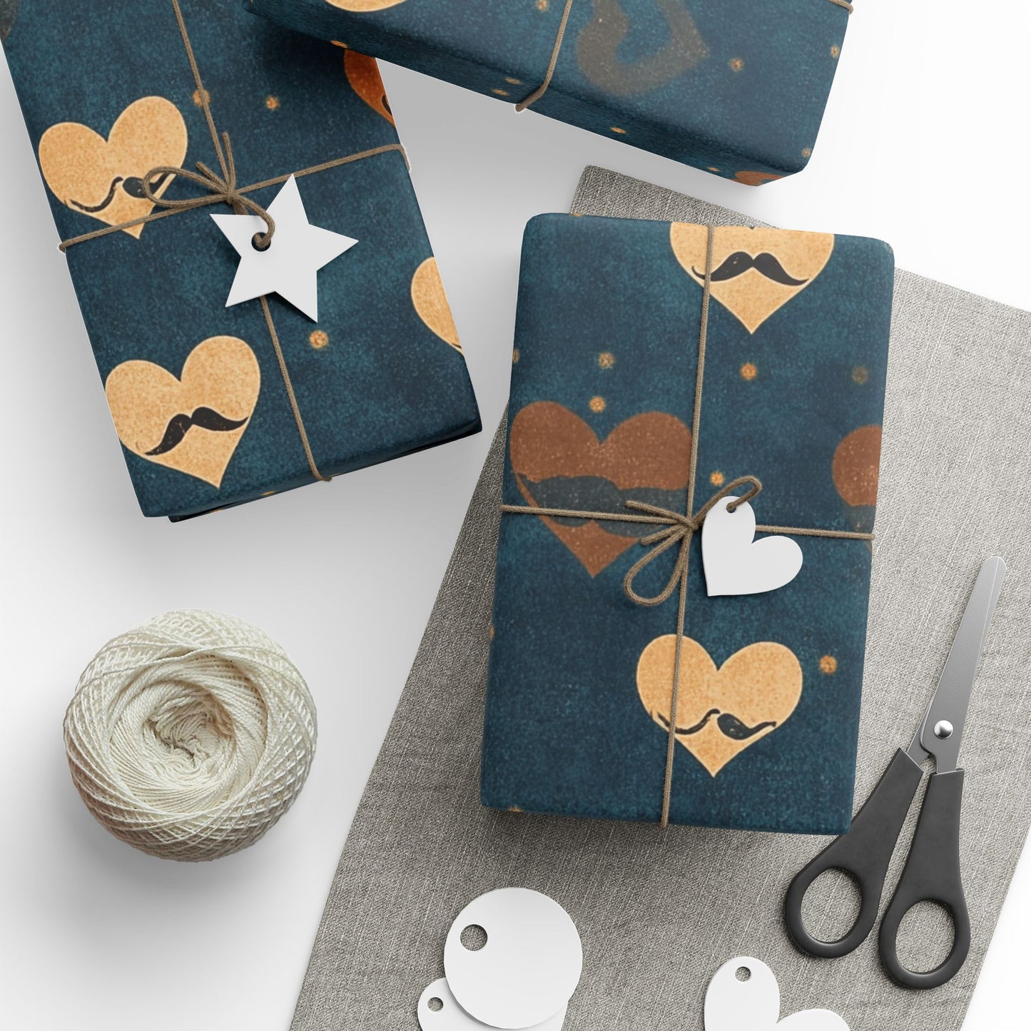 Heart Pattern Wrapping Paper, Romantic Gift Wrap, Valentine's Day, Birthday Present, Eco-Friendly Packaging, Rustic Decor