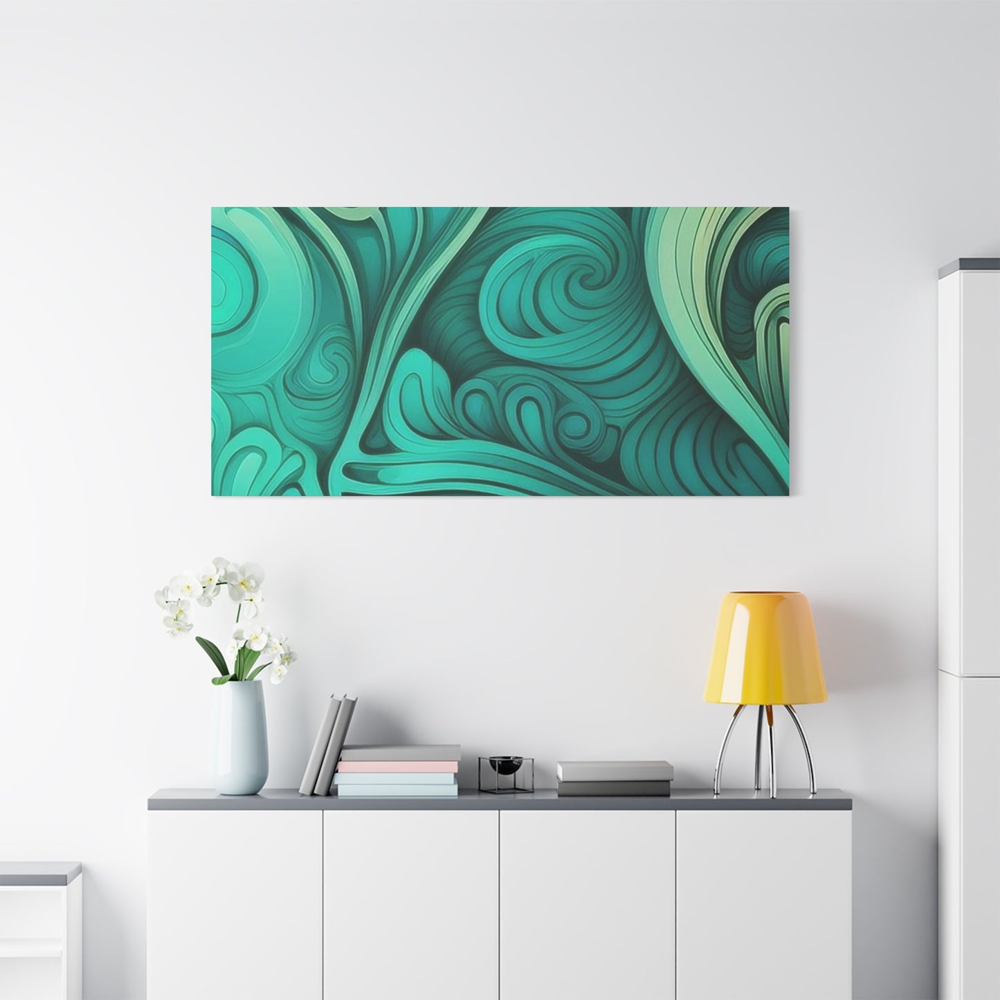 Artistic Stretched Canvas Wall Art, Modern Home Décor, Abstract Swirl Design, Living Room Decoration, Unique Gift for Art Lovers