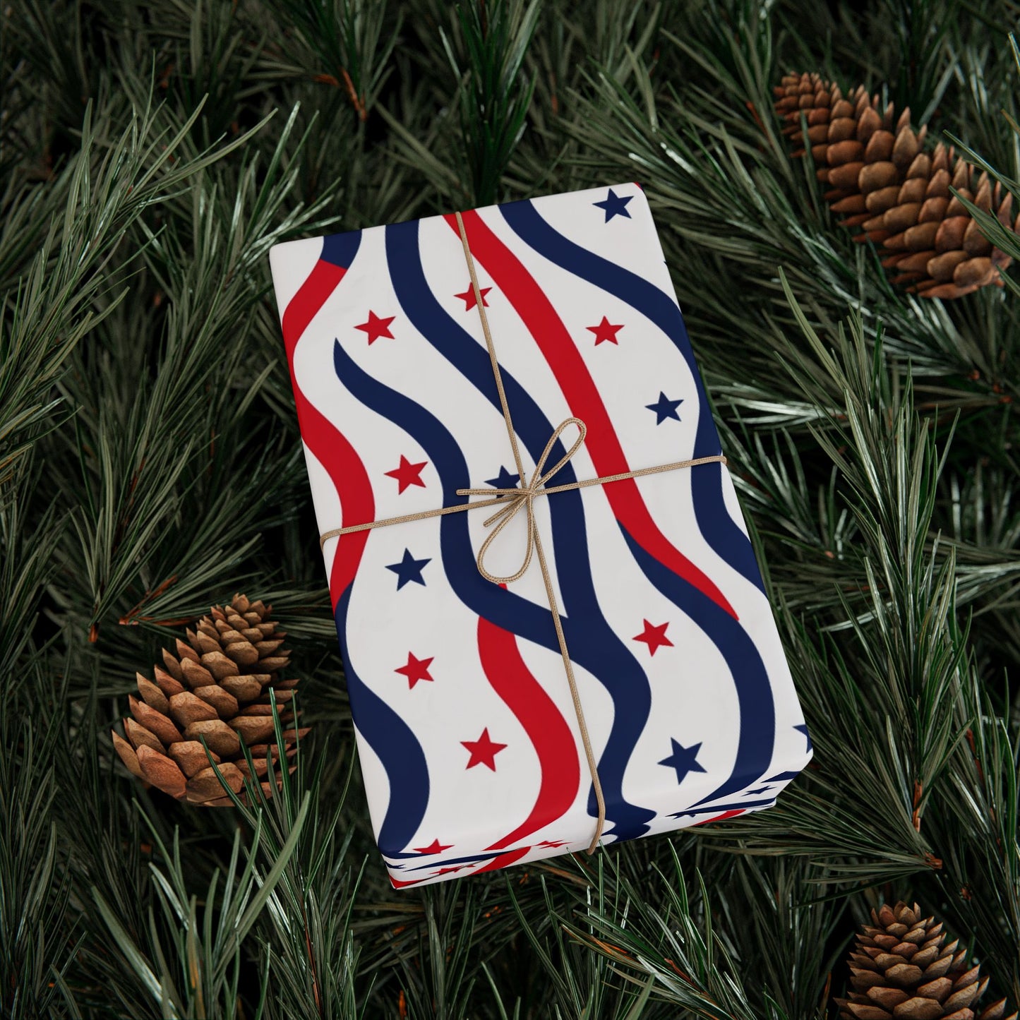 Patriotic Wrapping Paper for Holidays, Gift Wrap for Independence Day, Festive Decor, Star-Patterned Paper, Ideal for Celebrations