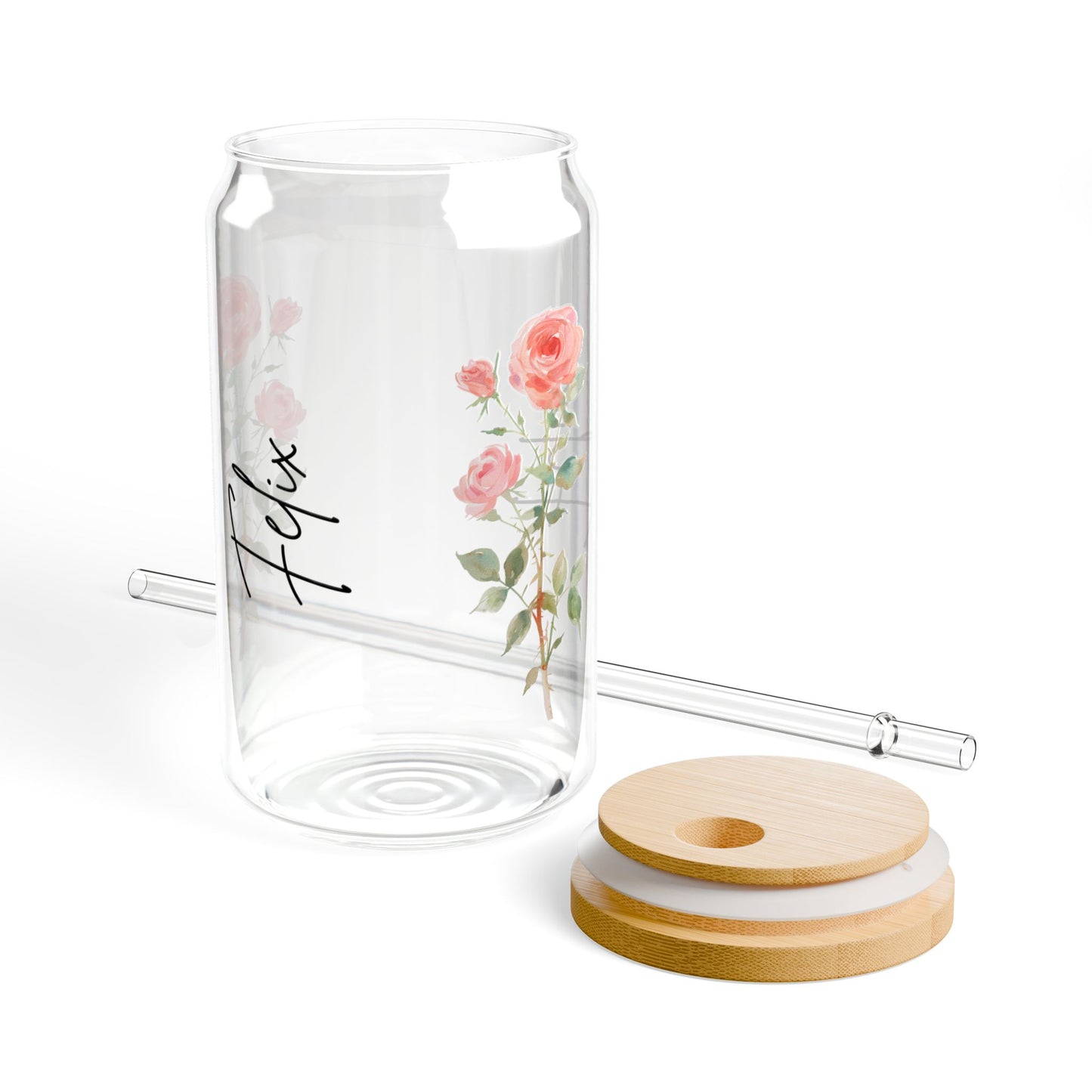 Floral Sipper Glass, 16oz - Perfect for Tea Lovers, Eco-Friendly Drinkware, Summer Picnics, Wedding Gifts, Garden Parties
