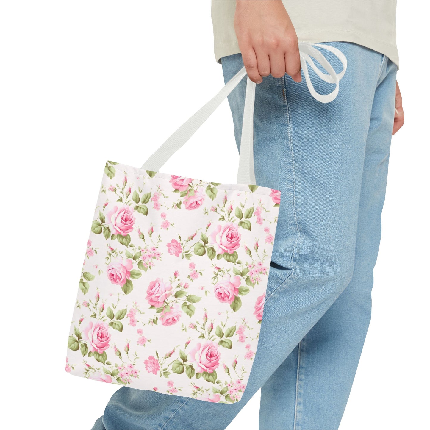 Floral Tote Bag, Rose Pattern Shoulder Bag, Stylish Eco-Friendly Shopper, Gift for Her, Spring Summer Accessory