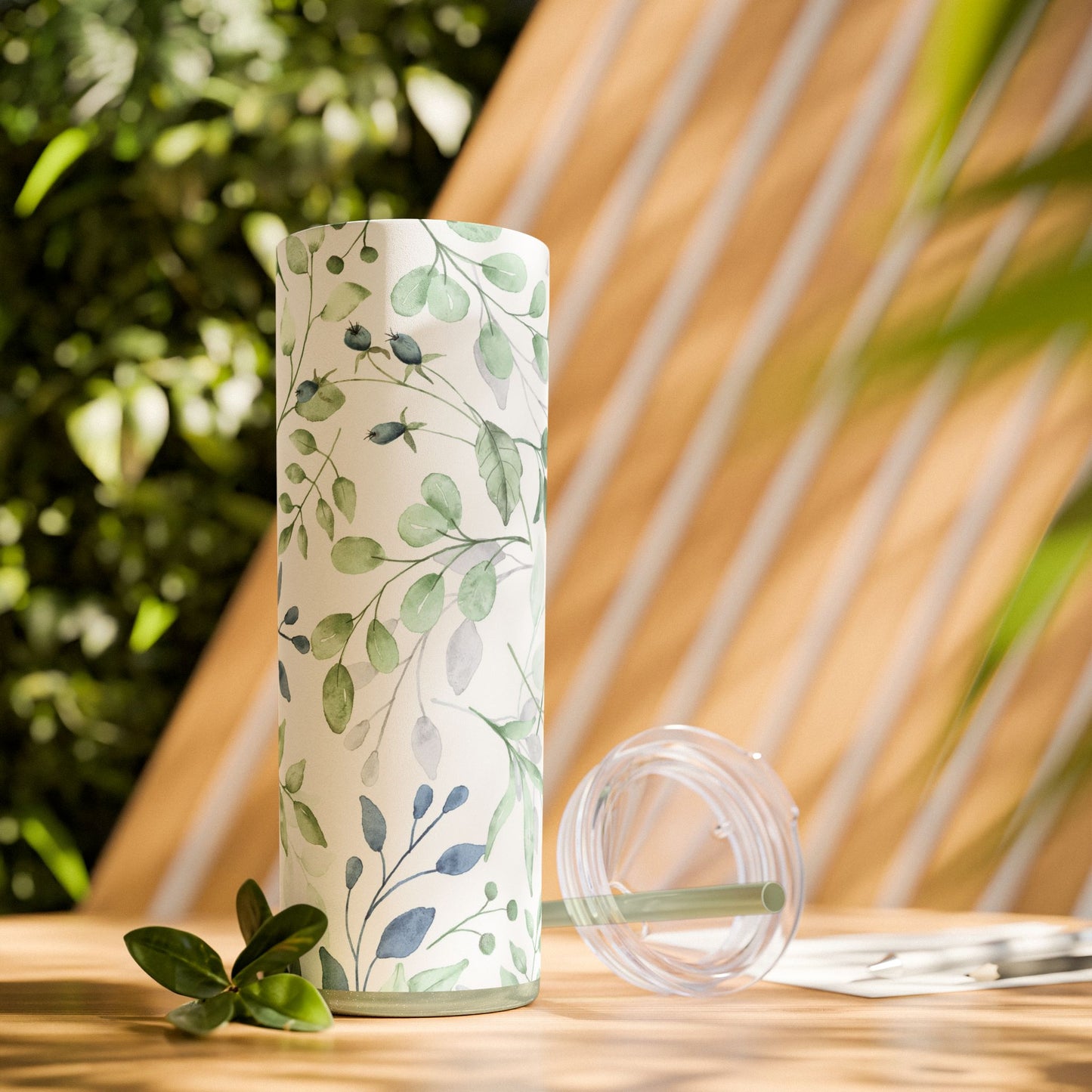 Floral Skinny Tumbler, 20oz Stainless Steel Travel Mug, Eco-Friendly Drinkware, Gift for Her, Summer Hydration, Botanical Design