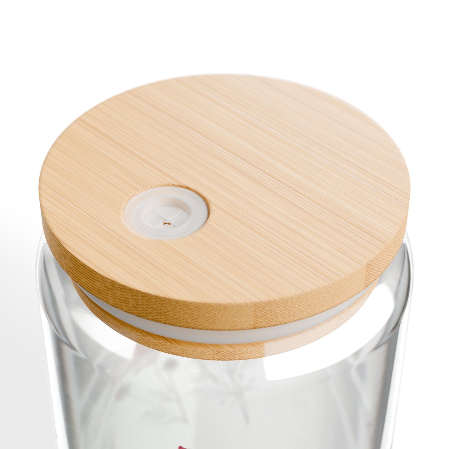Floral Sipper Glass with Bamboo Lid, Eco-Friendly Drinkware for Summer, Personalized Beverage Jar for Gifts, Reusable Glass, Party Favor