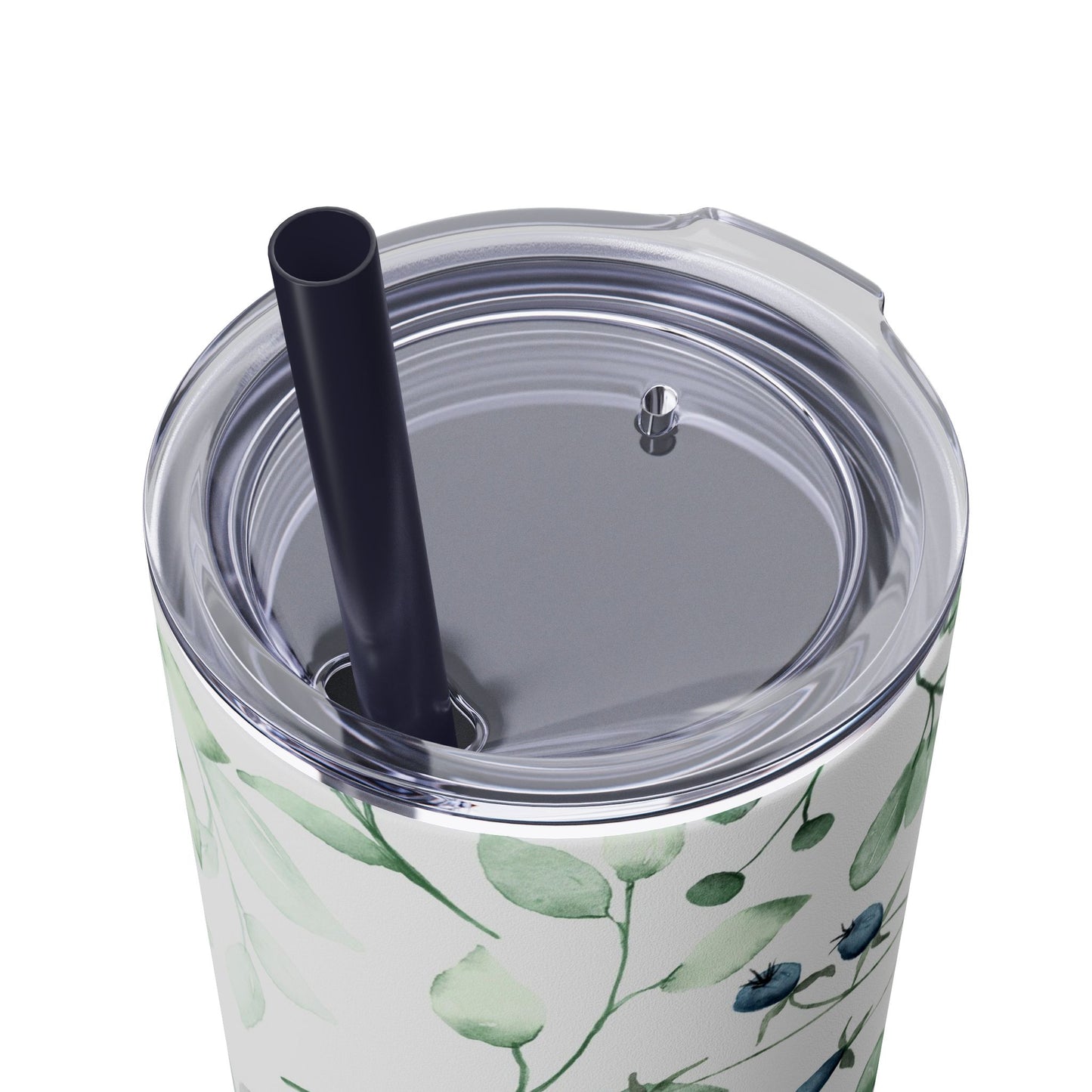Floral Skinny Tumbler, 20oz Stainless Steel Travel Mug, Eco-Friendly Drinkware, Gift for Her, Summer Hydration, Botanical Design