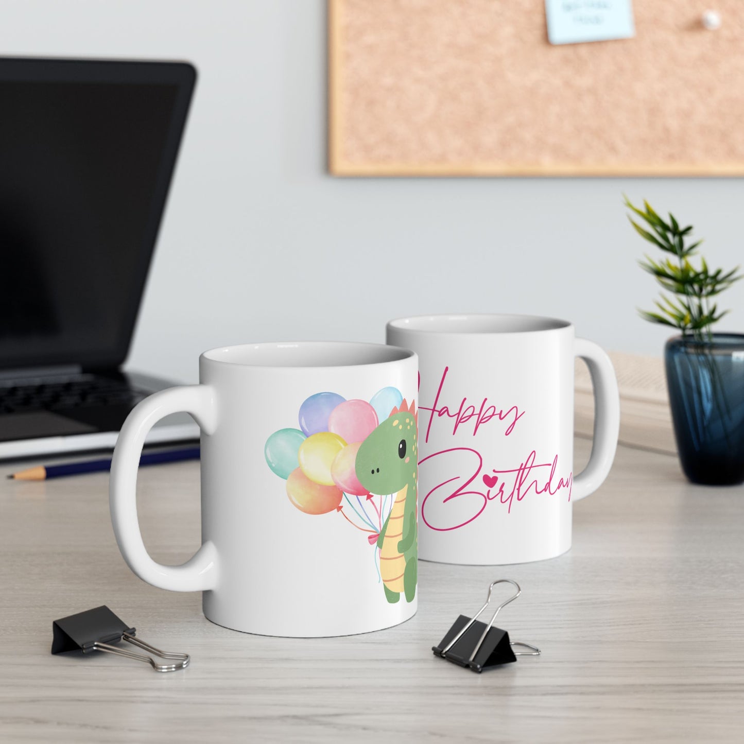 Happy Birthday Dinosaur Ceramic Mug - Fun & Colorful Gift for Kids