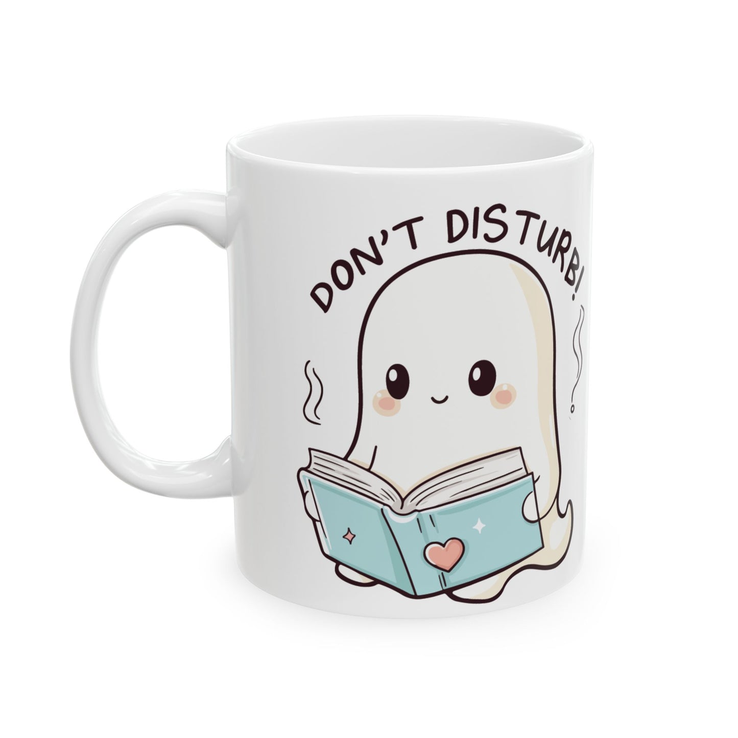 Cute Ghost Reading Ceramic Mug - Don't Disturb! Perfect Gift for Book Lovers, Coffee Lovers, Halloween, Cozy Vibes, Unique Kitchen Decor