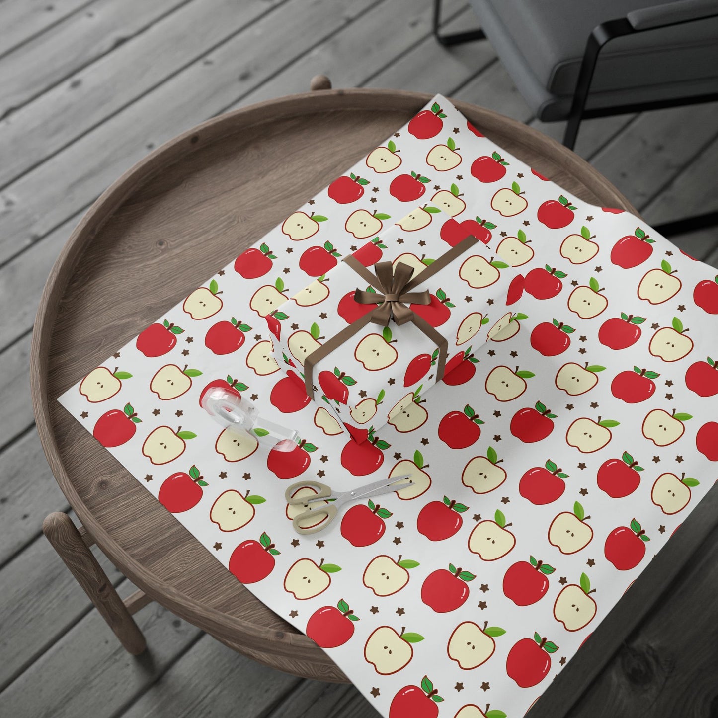 Apple-Themed Wrapping Paper, Cute Gift Wrap for Birthdays, Holidays, Teacher Gifts, Fall Celebrations, Party Supplies