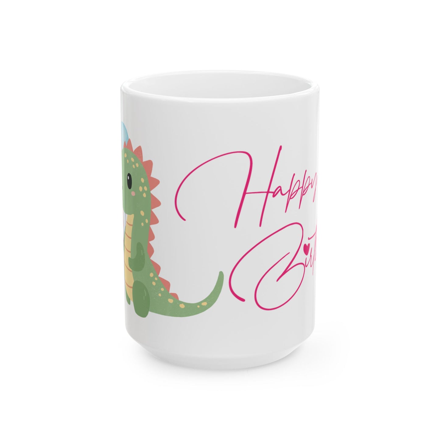 Happy Birthday Dinosaur Ceramic Mug - Fun & Colorful Gift for Kids