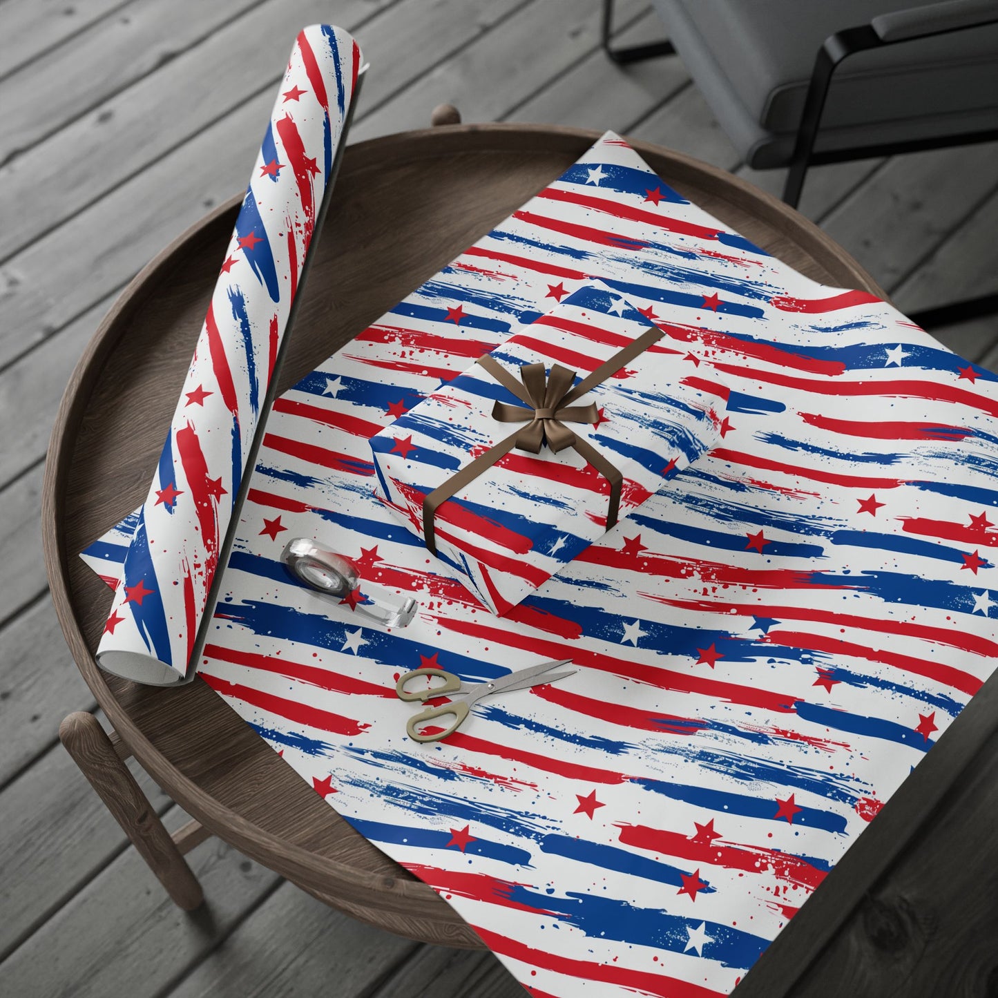 Patriotic Wrapping Paper - Celebratory Gift Wrap for Independence Day, Memorial Day, Veterans Day, Party Supplies, USA Decor