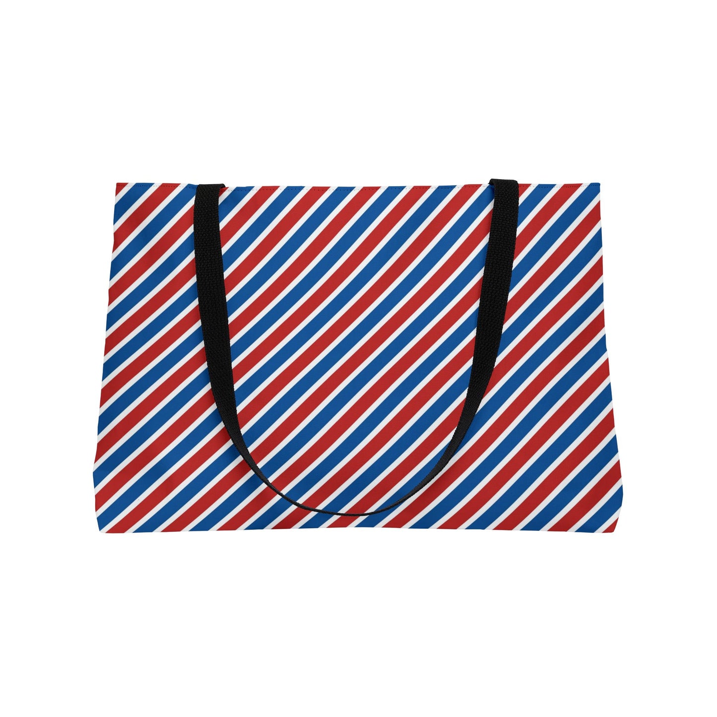 Patriotic Striped Weekender Tote Bag, Beach Bag, Travel Tote, Patterned Carryall, Gift for Her, Summer Vacation Accessories