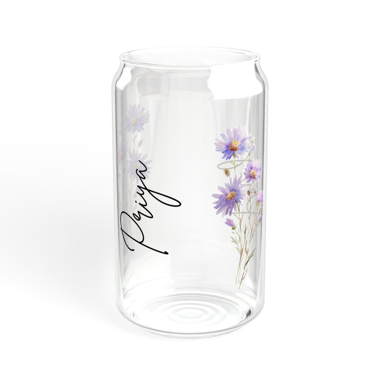 Floral Sipper Glass, 16oz Eco-Friendly Drinkware, Perfect for Garden Parties, Gifts for Nature Lovers, Reusable Water Bottle