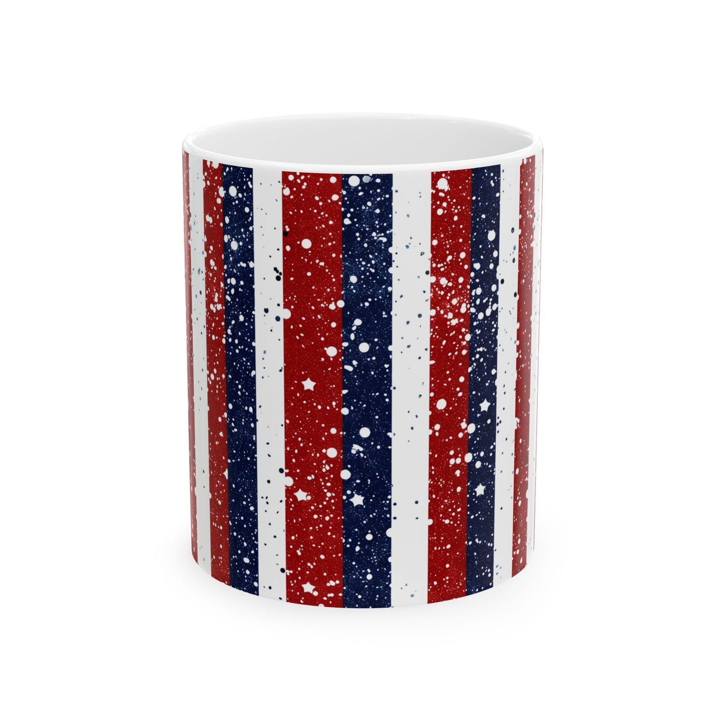 Patriotic Ceramic Mug - Red, White, and Blue Striped Coffee Cup, 4th of July Gift, Americana Mug, Celebration Drinkware, USA Pride