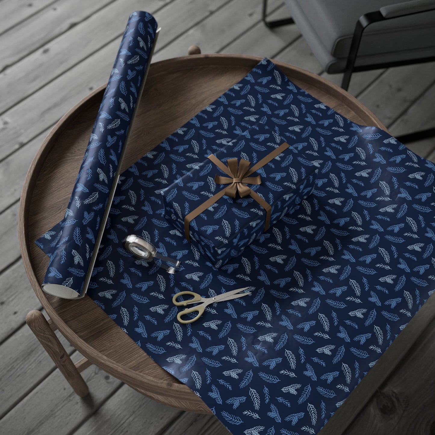 Elegant Floral Wrapping Paper, Gift Wrap for Birthdays, Holidays, Special Occasions, Eco-Friendly, Blue and White Design
