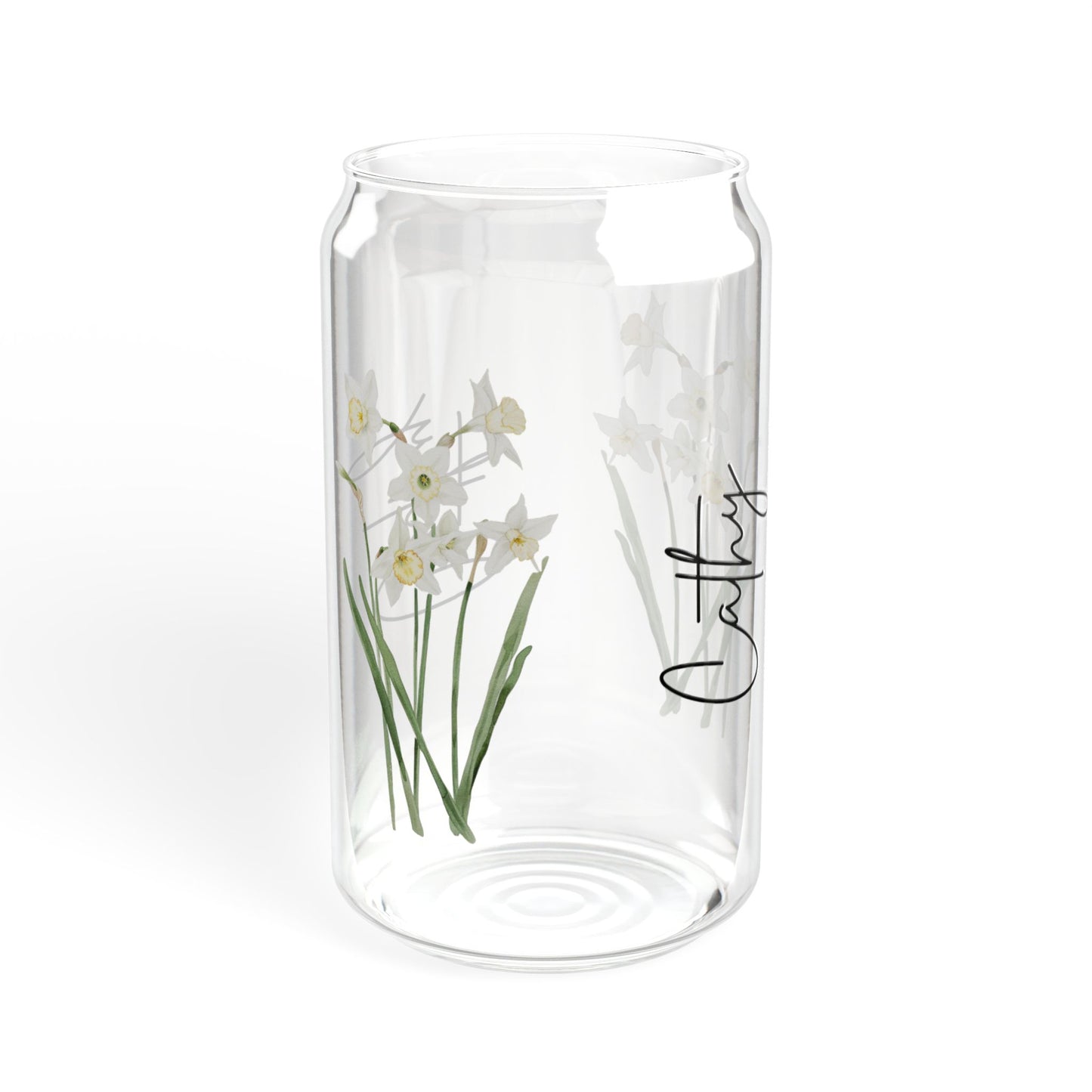 Floral Sipper Glass with Bamboo Lid, 16oz Eco-Friendly Drinkware, Perfect for Home Decor, Gifts for Garden Lovers, Floral Design