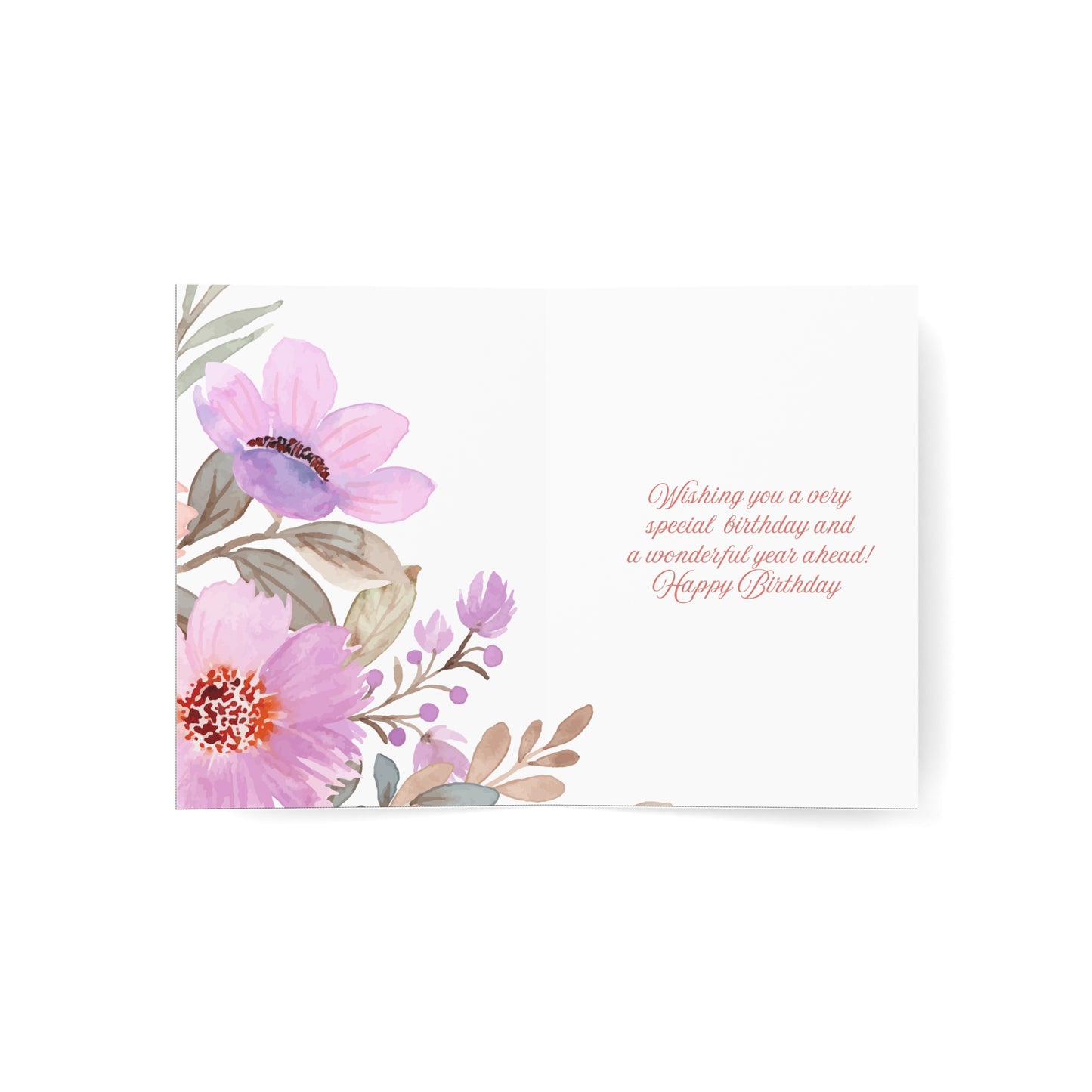 Floral Birthday Greeting Cards Set - 1, 10, 30, or 50pcs