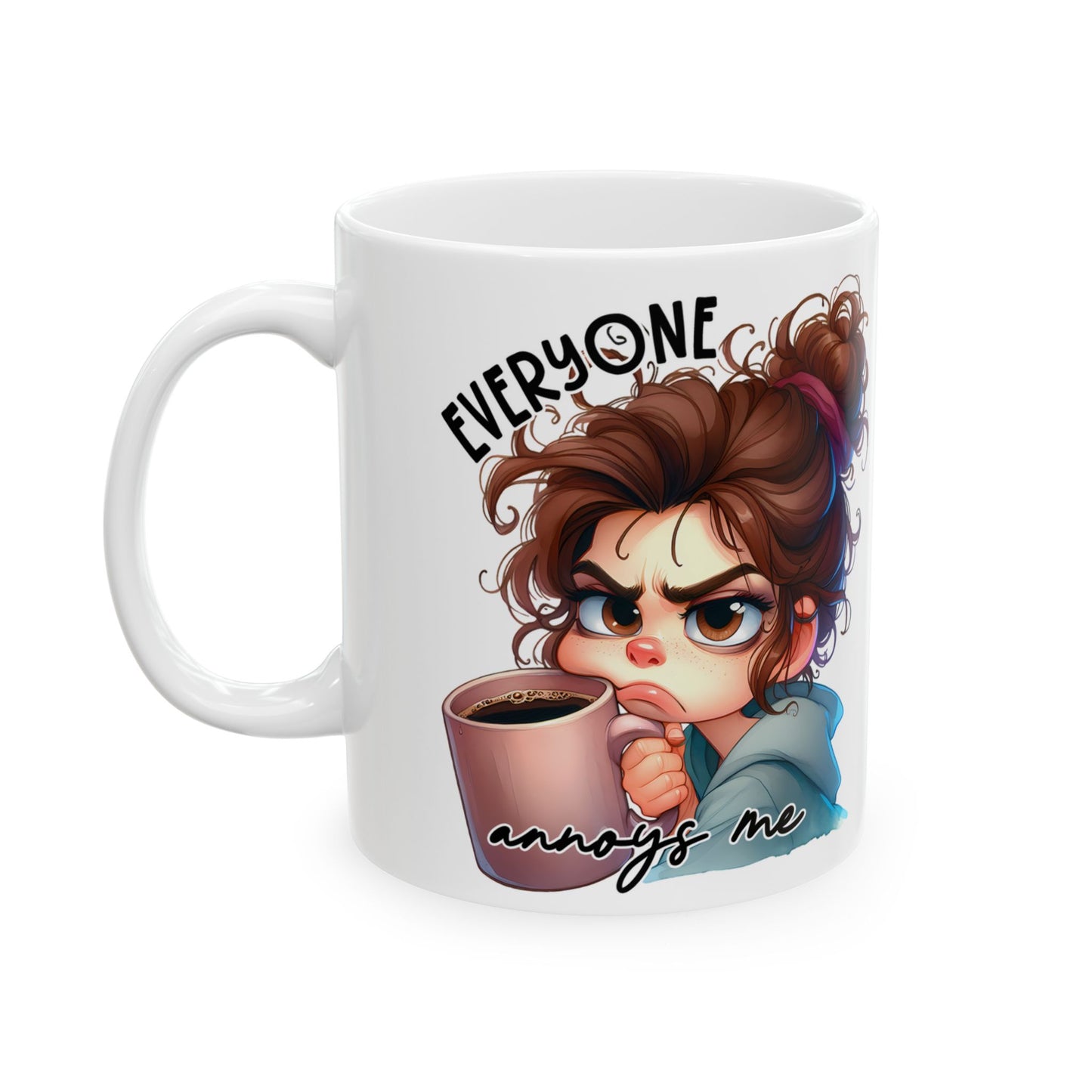 Whimsical Ceramic Mug for Coffee Lovers, Unique Gift Idea, Cute Artwork, Everyday Use, Fun Home Decor