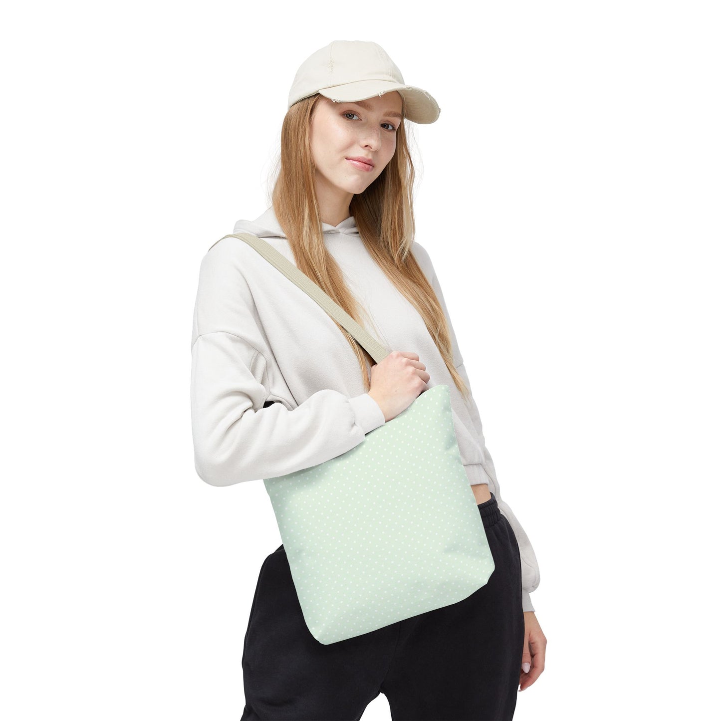 Mint Polka Dot Tote Bag | Stylish Eco-Friendly Day Bag, Beach Tote, Shopping Bag, Gift for Her, Everyday Purse
