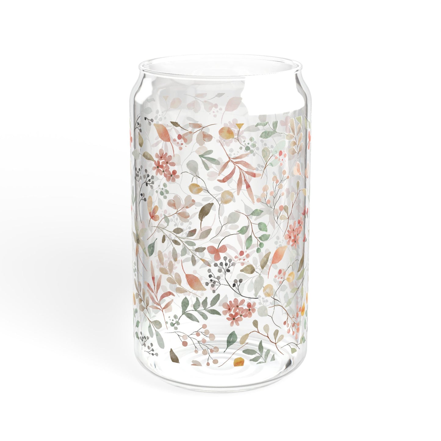 Floral Sipper Glass, 16oz Water Bottle, Eco-Friendly Drinkware, Botanical Straw Jar, Gift for Garden Lovers, Party Essential